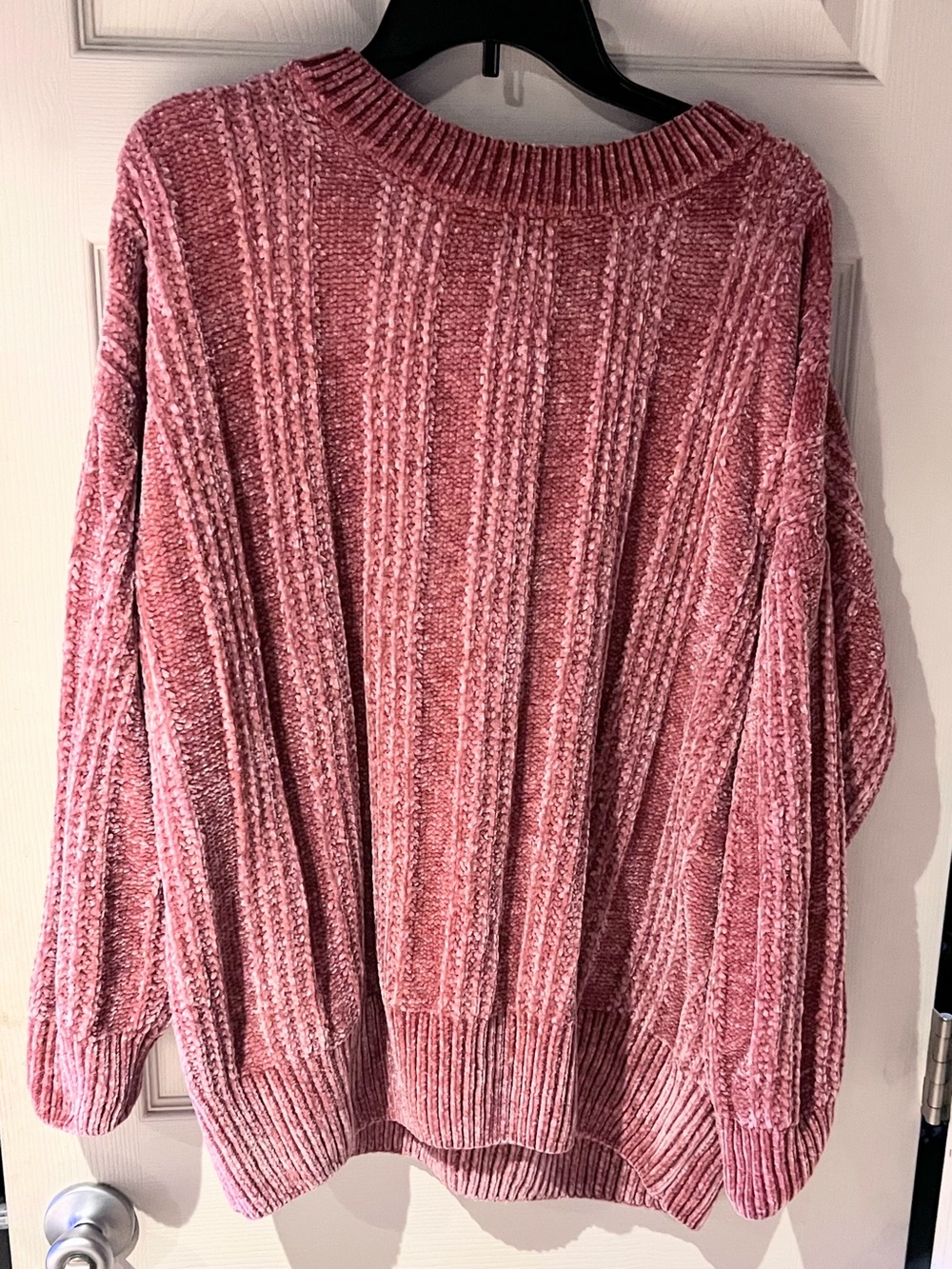 Cozy Chenille Cable Knit Tunic Sweater - Dusty Pink Size Large